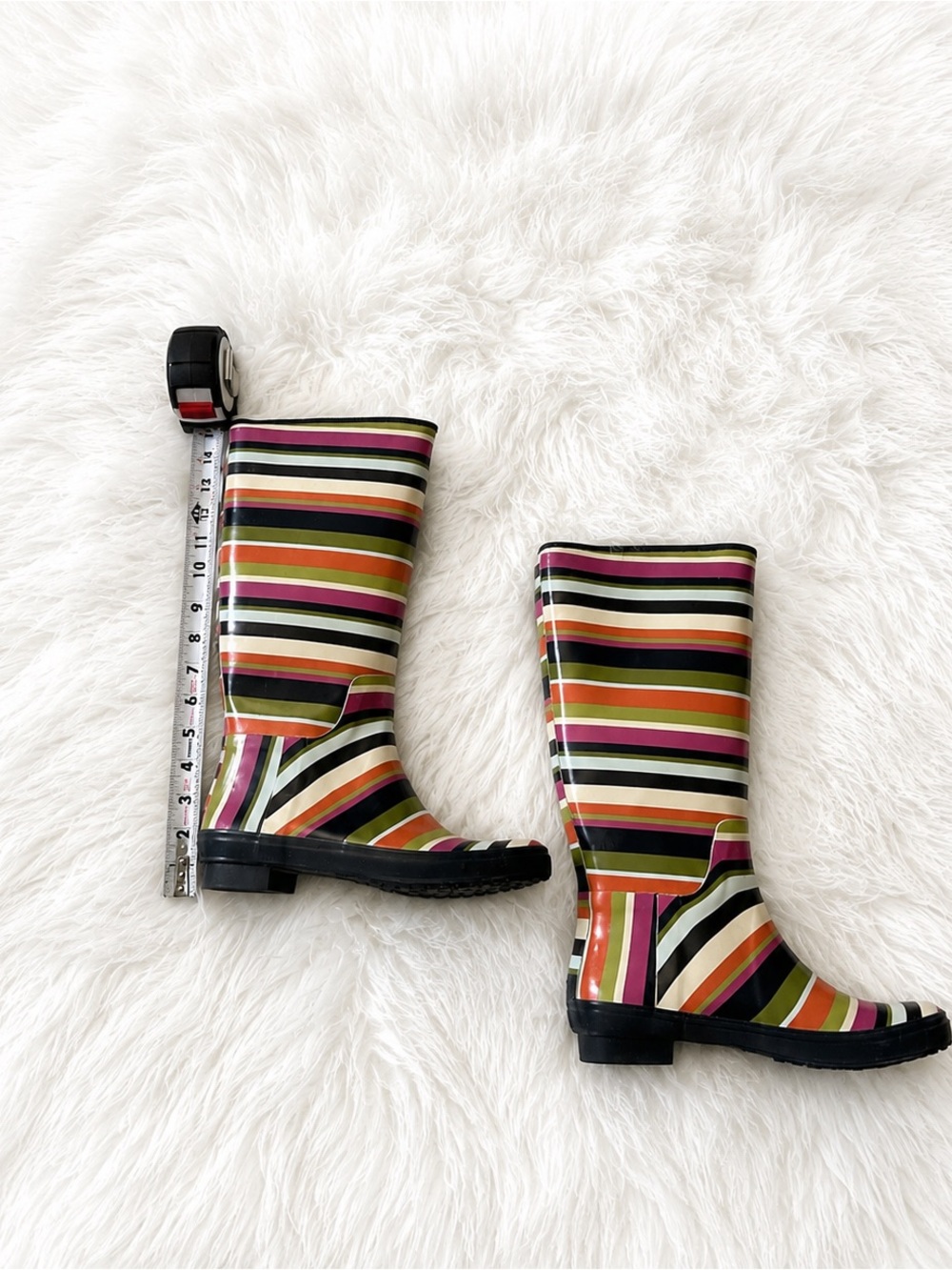 Coach Multicolor Striped Rain Boots Size 7B - Picture 8 of 10